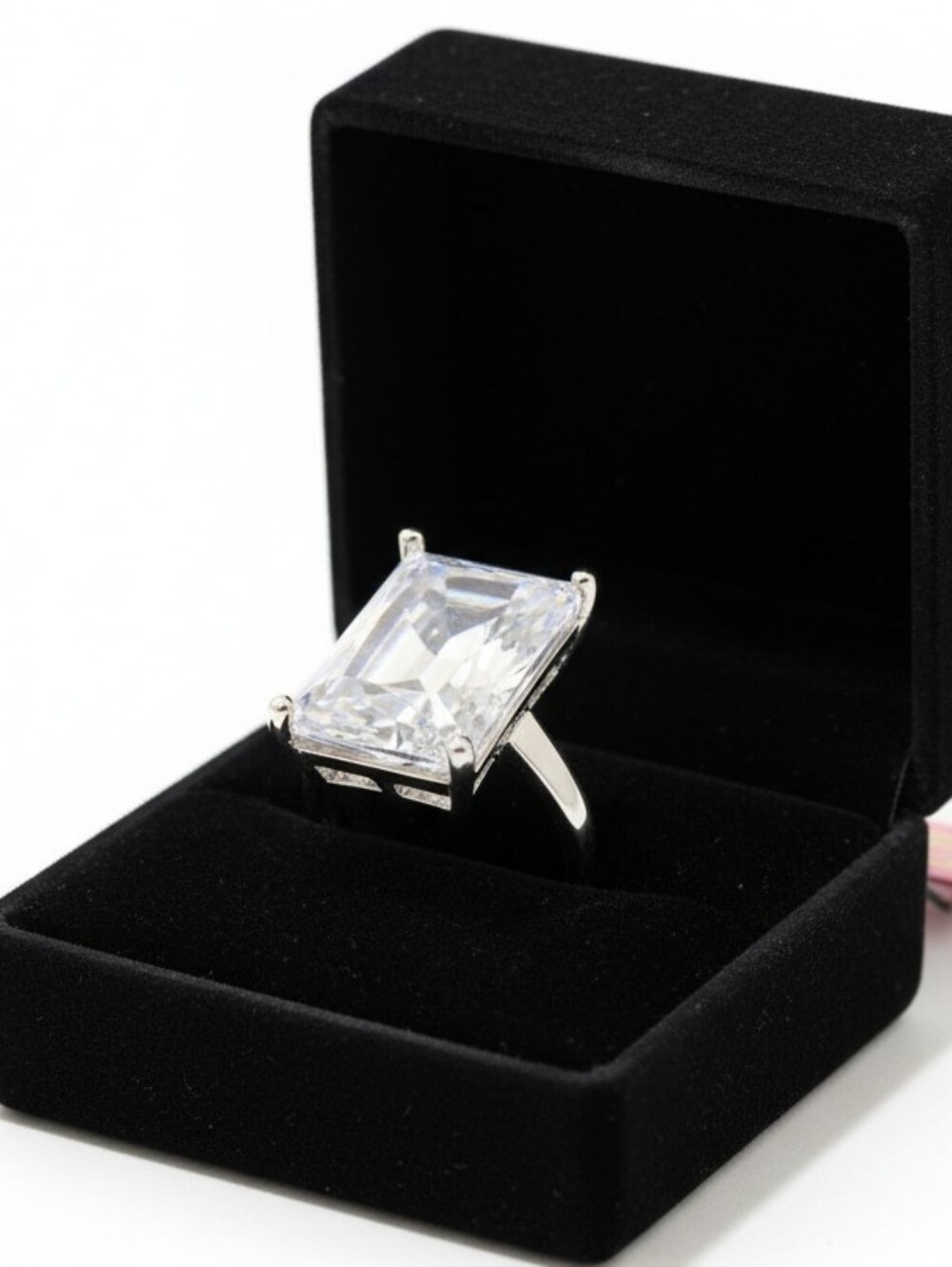 💎▪️Piper K▪️ | Silver Tone Radiant Cut Cubic Zurconia  Brass Ring | Size 8 9